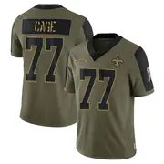 Men's Olive Limited Jerron Cage New Orleans 2021 Salute To Service Jersey